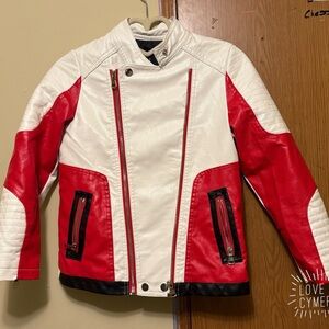 BUDERMMY Kids Red and White Biker Jacket